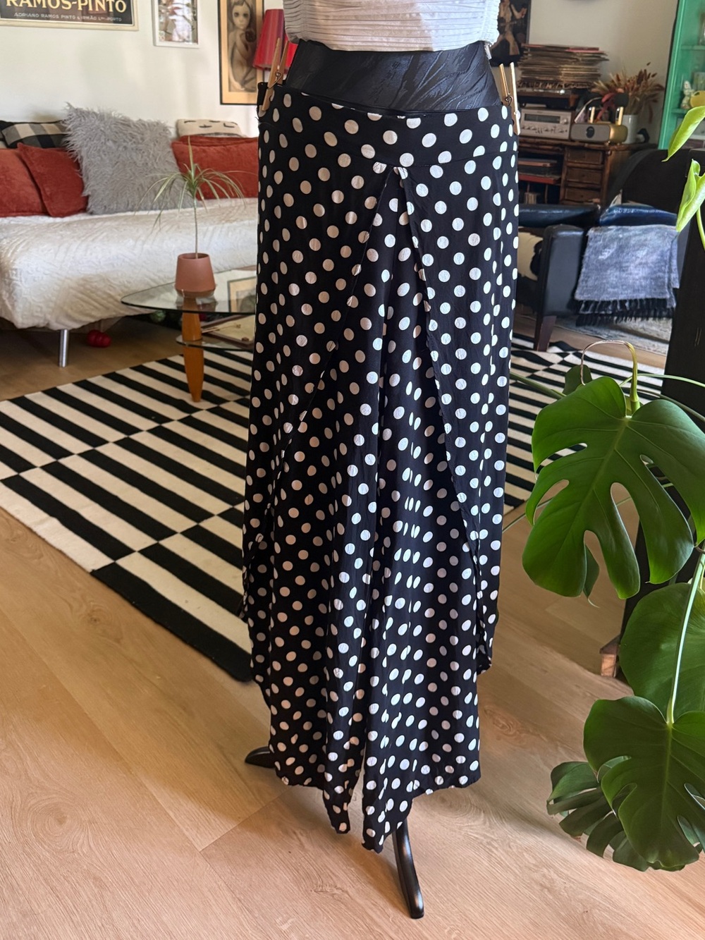 Polka Dot Black See you Monday split leg pants